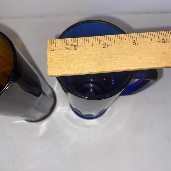 Vintage 10 Panel 16oz Cobalt Blue Glass Mug 8 1/4" Tall - Picture 4 of 5